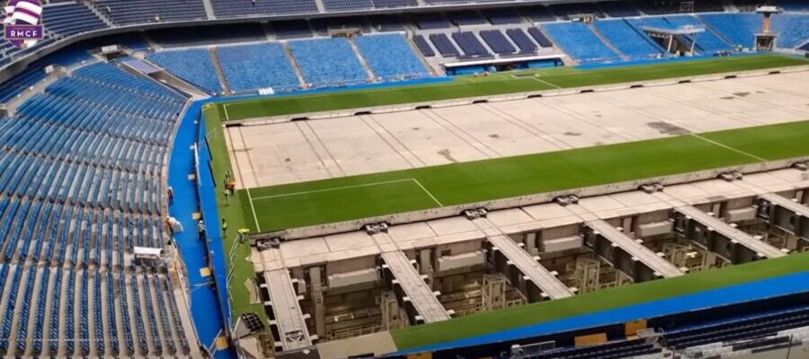 VIDEO: Trávník na Santiago Bernabéu byl poprvé ukryt do speciální podzemní jeskyně