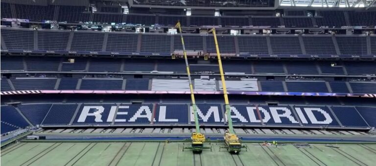 Zahájena montáž druhého LED prstence na Bernabéu [VIDEO]